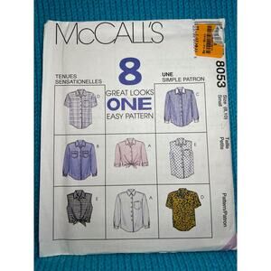 McCalls 8053 Sewing pattern button down shirt oxford size 8 10